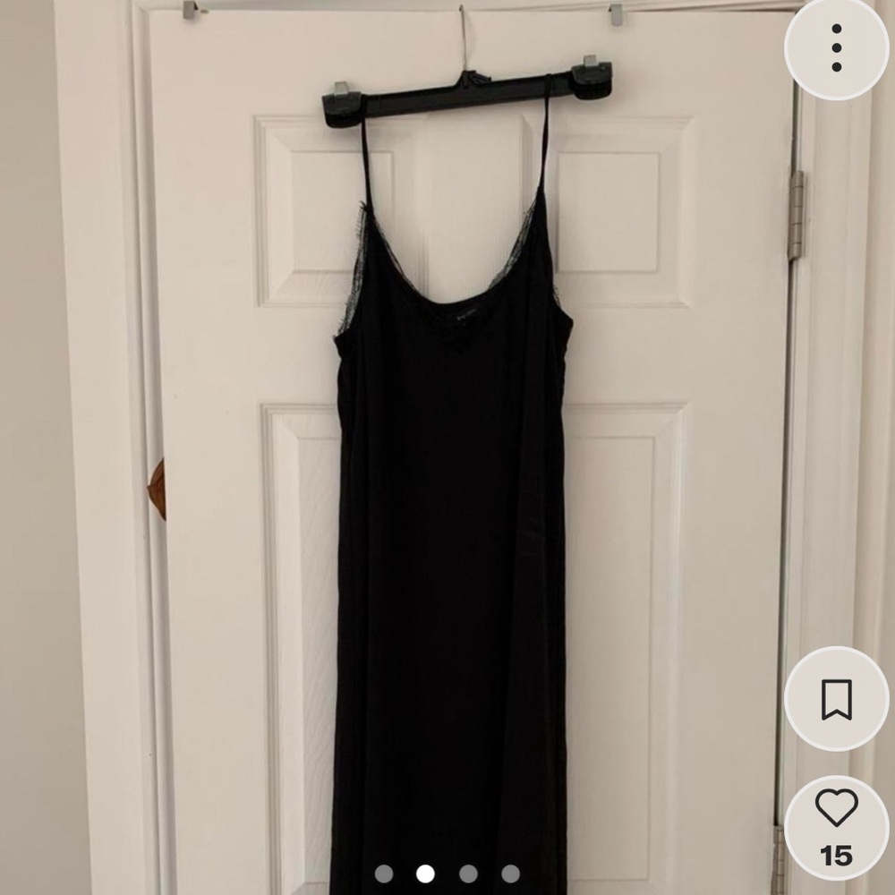 Black Slip Dress with Lace Trim